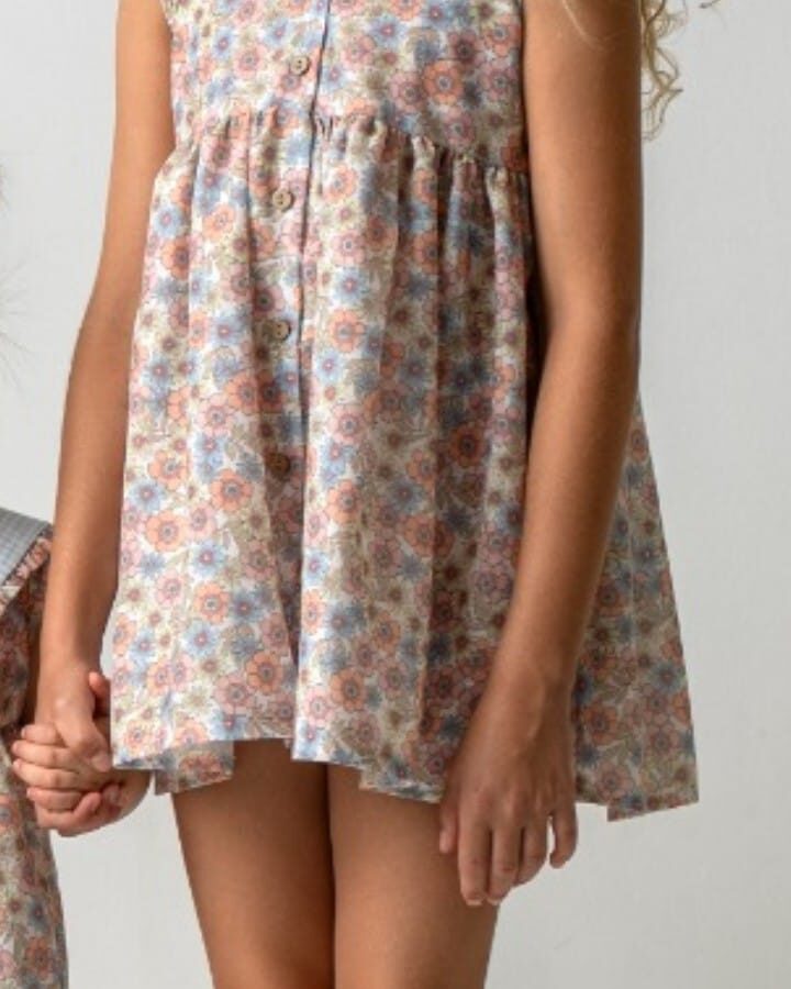 Vestido cuello Vichy celeste