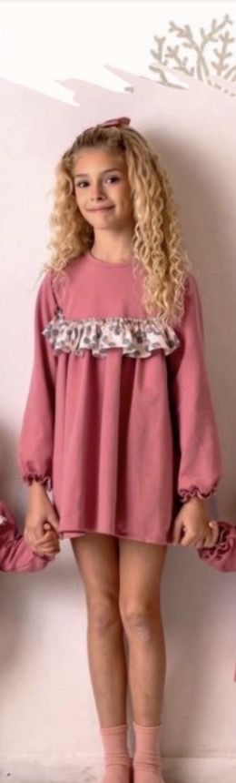 Vestido felpa grosella flor